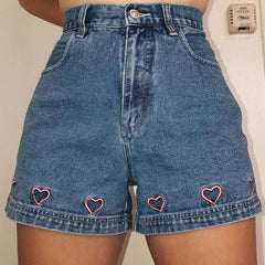 „No Excuses“ Jeansshorts mit Stickerei