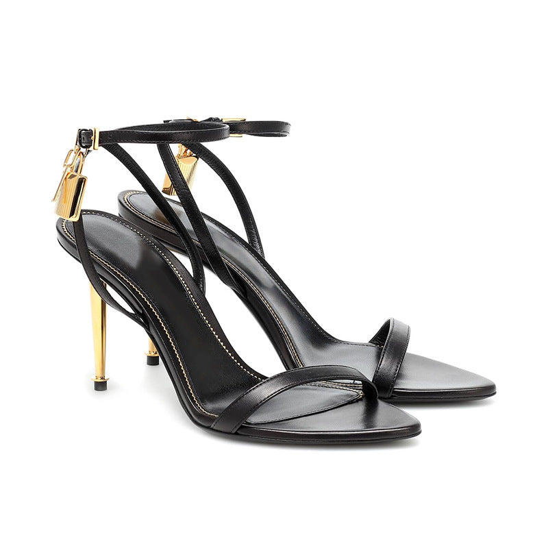 Narrow Strap Metal Ankle Sandals