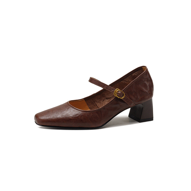 Retro Thick-Heeled One-Strap Mary Jane Shoes