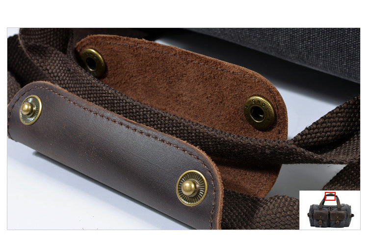 Casual Men's Large Storage Leather Canvas Traveling Duffle Bag