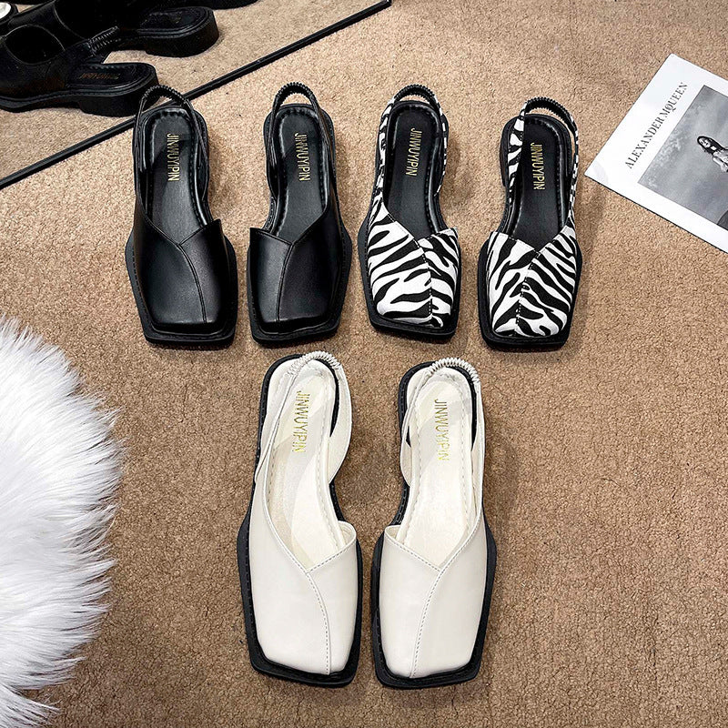 Flat-Bottomed Square-Toed Mary Zhen Sandals
