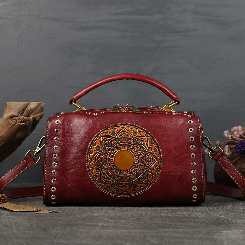 Vintage Rivet Large Storage Leather Handbags