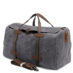 Leisure Waxed Leather Canvas Large Storage Traveling Duffle Bag