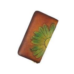 Vintage Leather Zipper Long Wallets