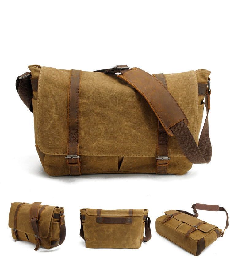 Wasserdichte Messenger-/Schultertasche aus Vintage-Canvas 