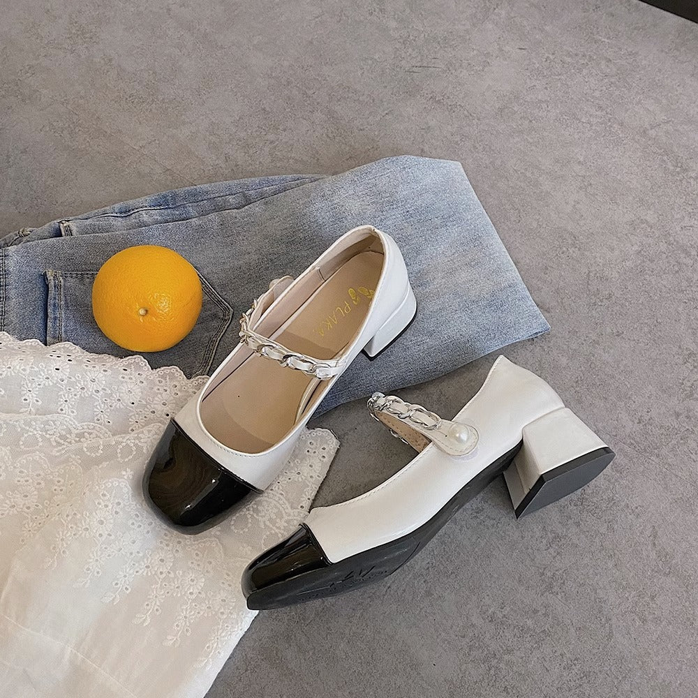 Chanel Style Small Leather Shoes High Heels