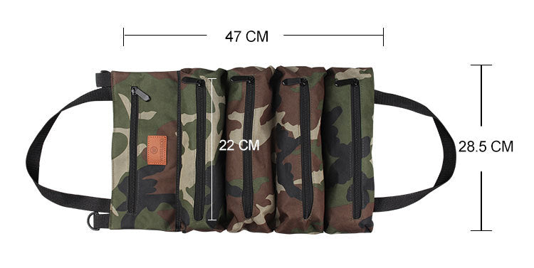 Bolsa de herramientas con cremallera de lona de camuflaje