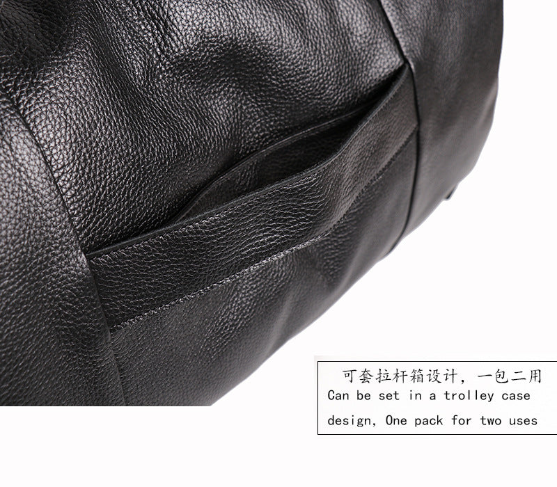 Black Leather Traveling Duffle Bag