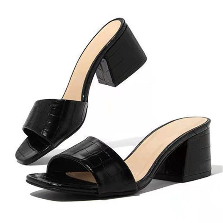 Pantuflas de verano de tacón medio de piel de oveja