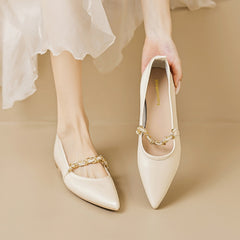 Square Toe Mary Jane Pearl Low Heels