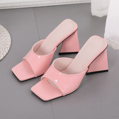 Chunky Heeled Strapless Sandals