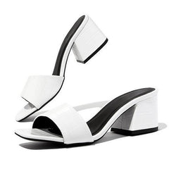 Pantuflas de verano de tacón medio de piel de oveja