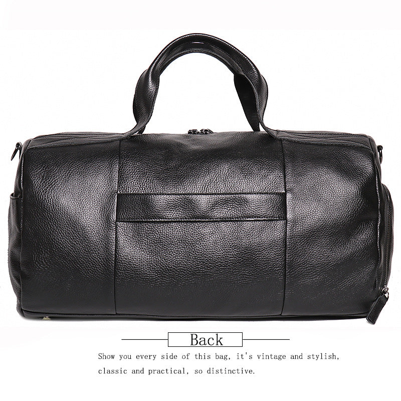 Black Leather Traveling Duffle Bag