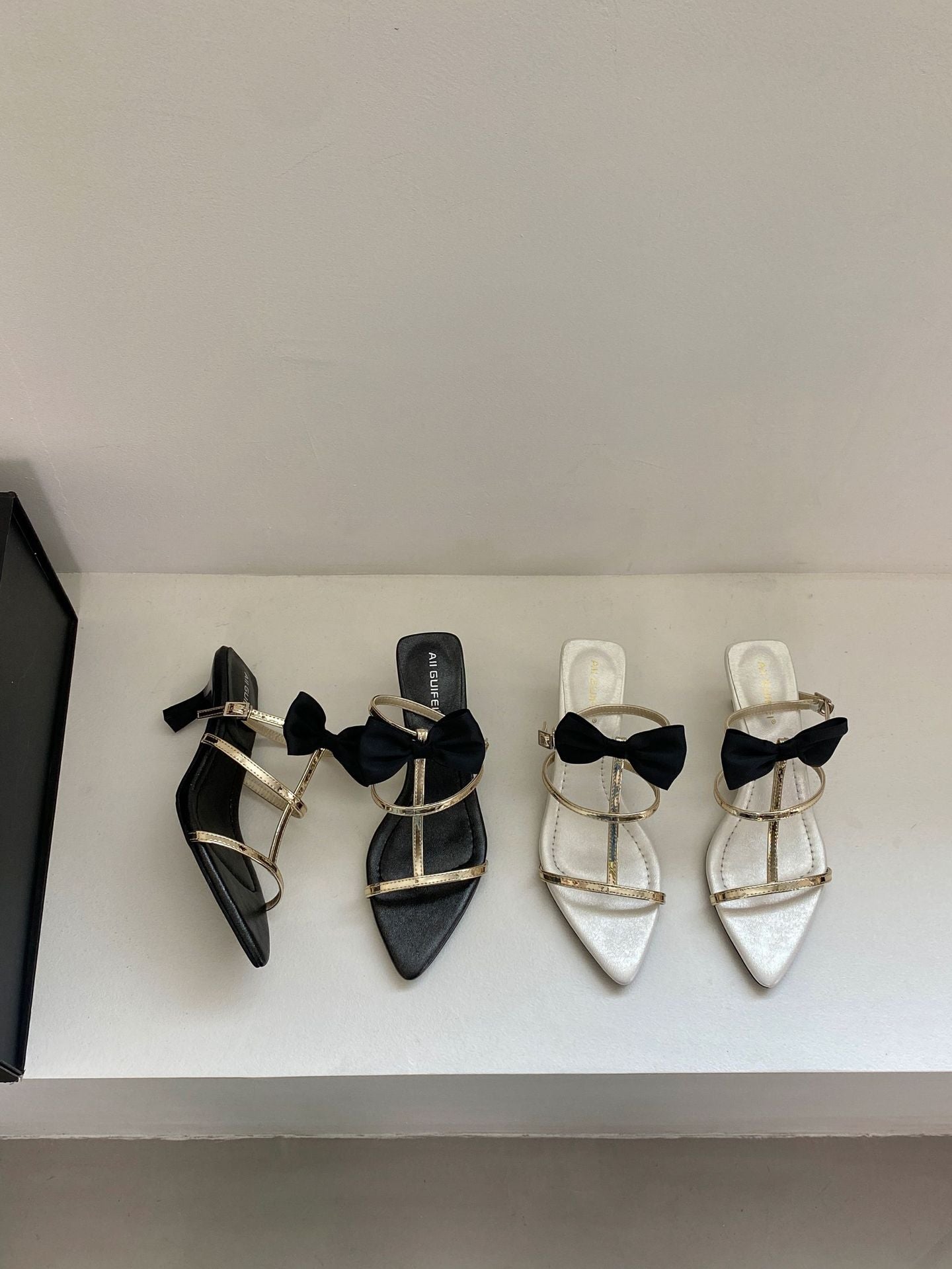 Pointed Bow T-strap Roman Stiletto High Heels