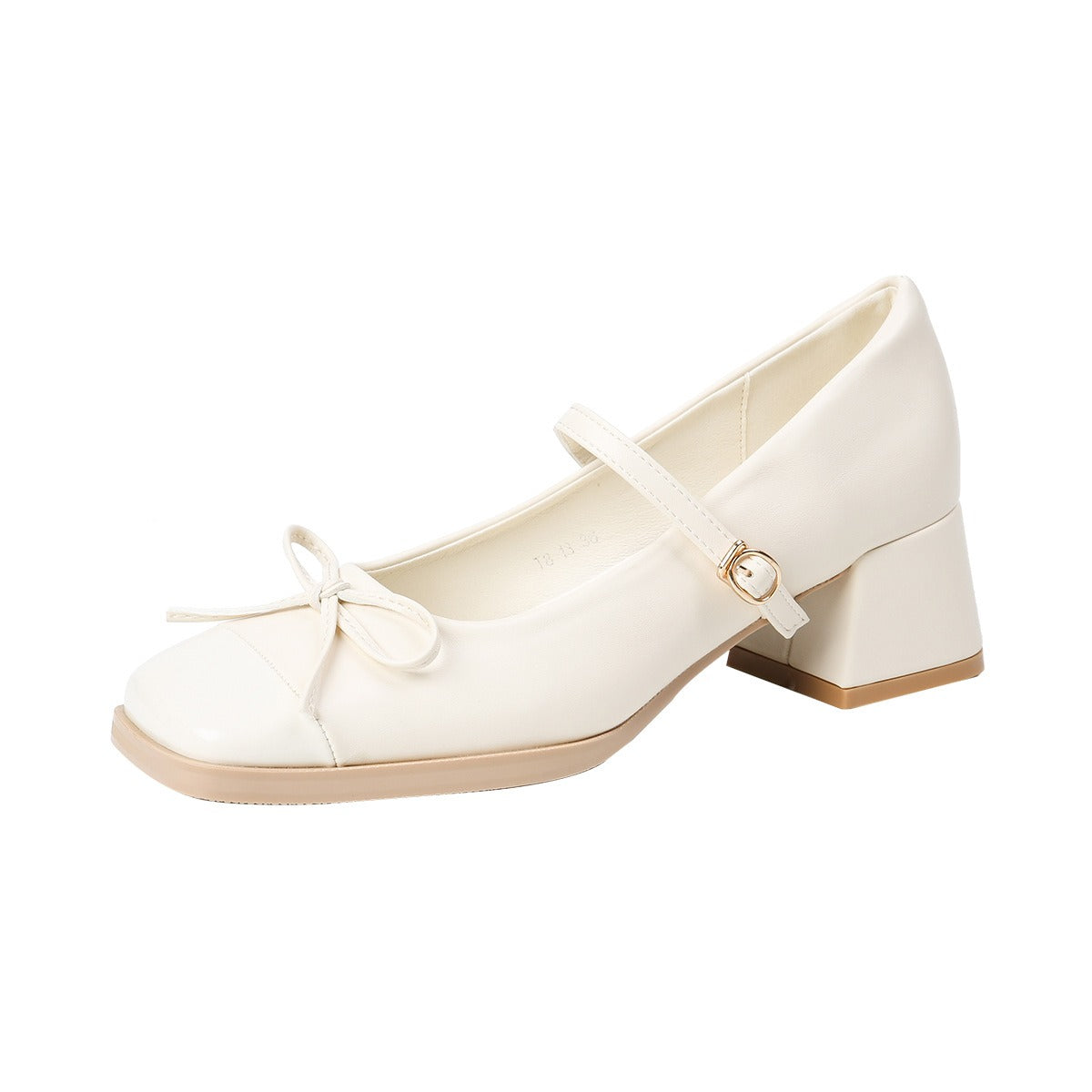 Bowknot Patchwork Thick Heel Shoes Mid-Heel Shoes