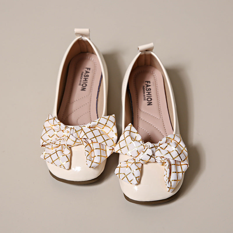 Bow-Tied Mary Jane Small Leather Shoes
