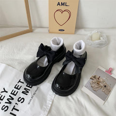 Bow-Shaped Thick-Soled Small Leather Shoes