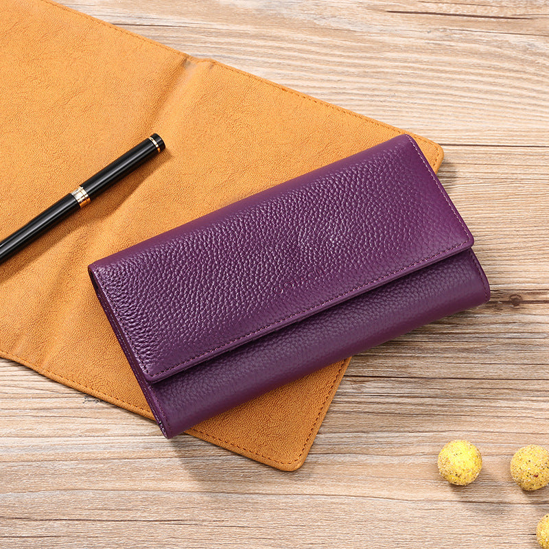 Cartera larga de piel de vacuno con RFID