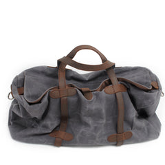 Leisure Waxed Leather Canvas Large Storage Traveling Duffle Bag