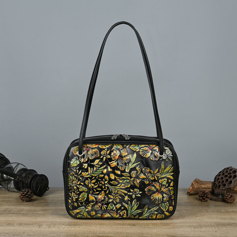 Vintage handgefertigte Schulterhandtaschen aus Rindsleder