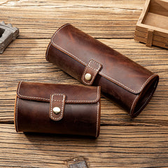 Rundes Uhrenetui aus Leder im Vintage-Stil