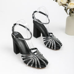 Rhinestone Block Heel Sandals