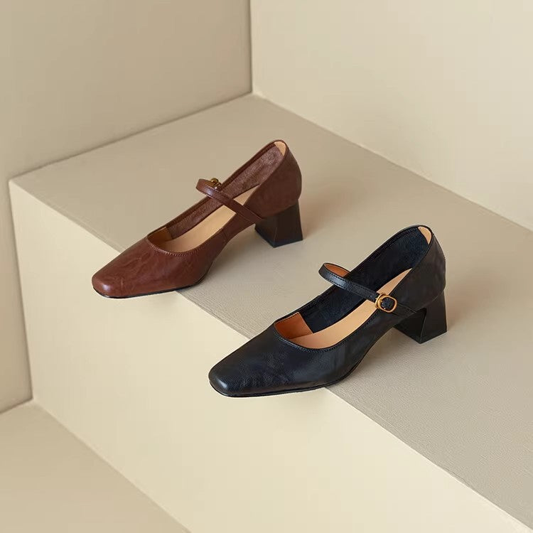 Retro Thick-Heeled One-Strap Mary Jane Shoes