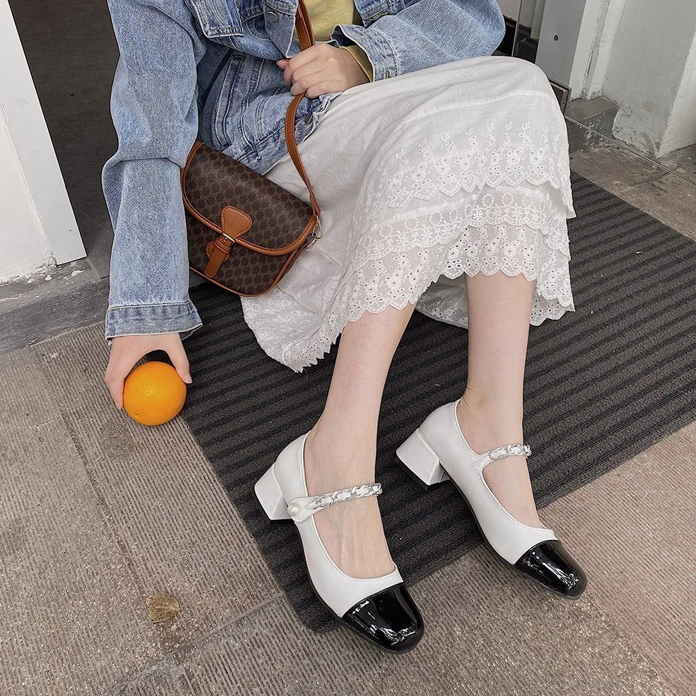 Chanel Style Small Leather Shoes High Heels