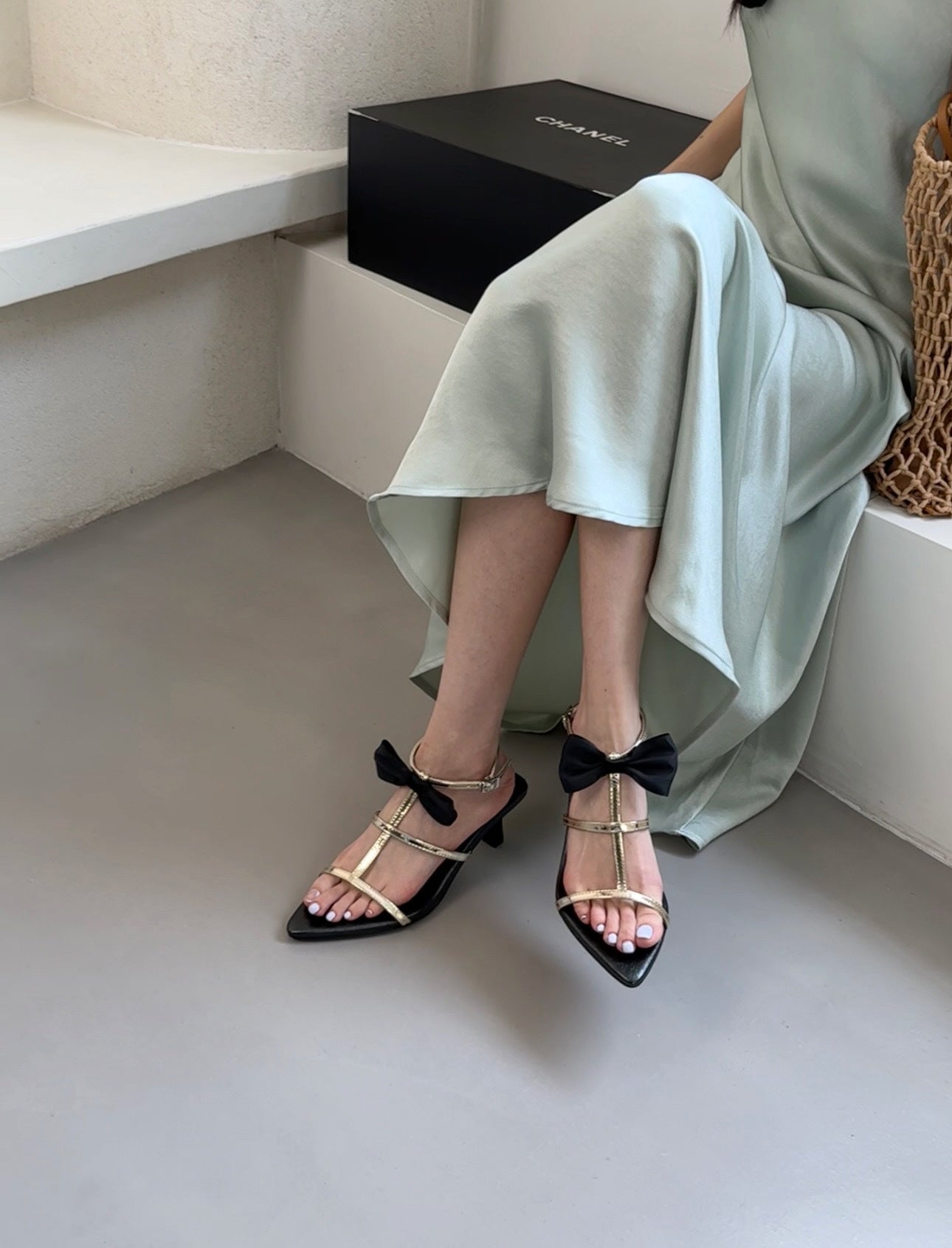 Pointed Bow T-strap Roman Stiletto High Heels