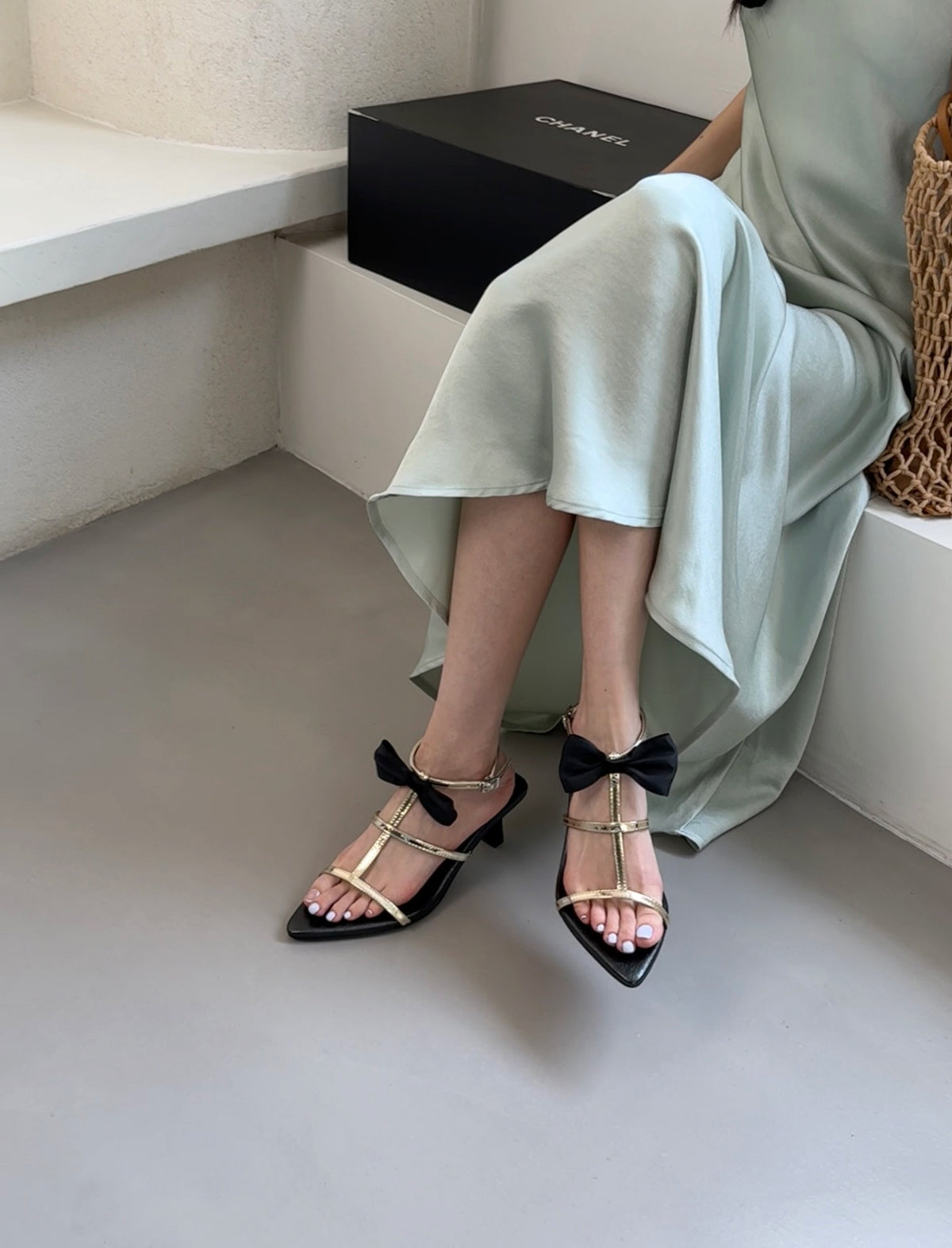 Pointed Bow T-strap Roman Stiletto High Heels