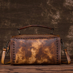 Handgefertigte Vintage-Handtaschen aus Leder mit großem Stauraum 
