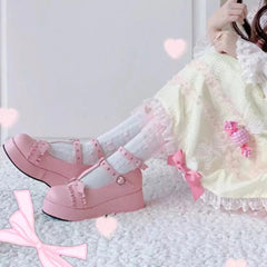 T-Strap Heart Buckle Wedges Mary  High Heels