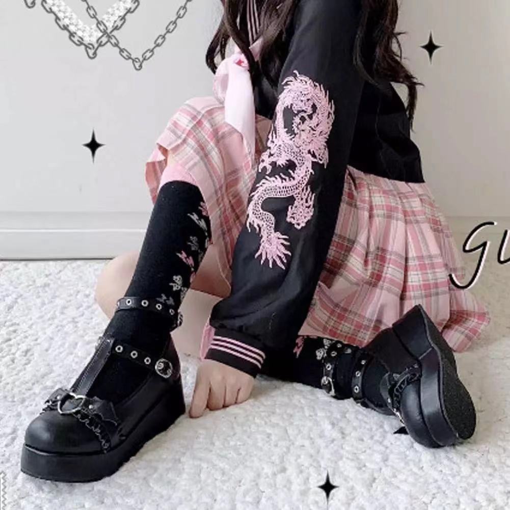 T-Strap Heart Buckle Wedges Mary  High Heels