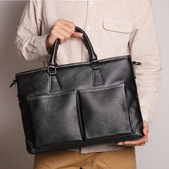 Black Cowhide Leather Business Computer Bag