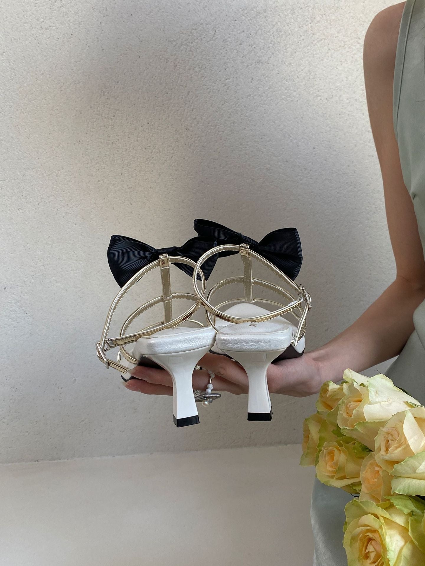 Pointed Bow T-strap Roman Stiletto High Heels
