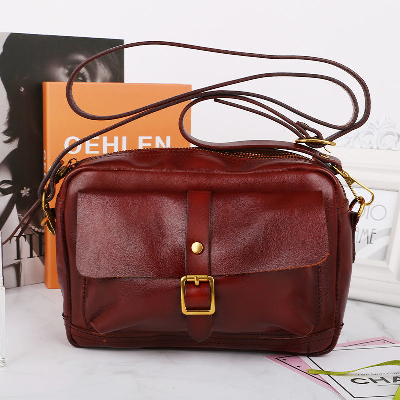 Vintage Vegetable Tanned Leather Messenger Bag