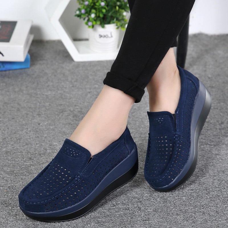 Platform Suede Leather Loafers