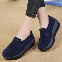 Platform Suede Leather Loafers