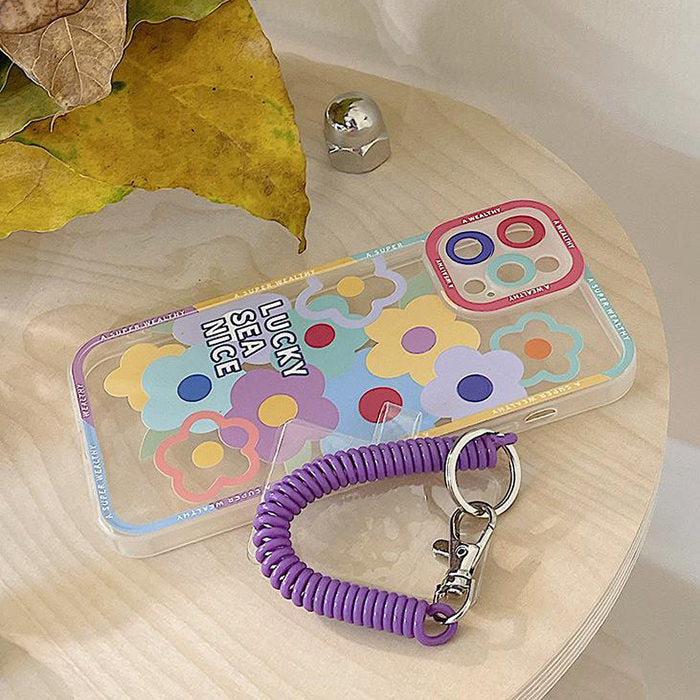 Funda para iPhone con cadena de flores pastel 