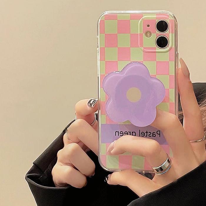 Pastell Blumen Checker iPhone Fall 