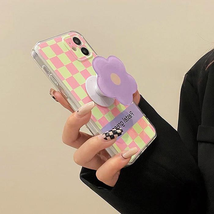 Pastell Blumen Checker iPhone Fall 