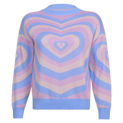 Pastellfarbener Pullover mit Herzmotiv