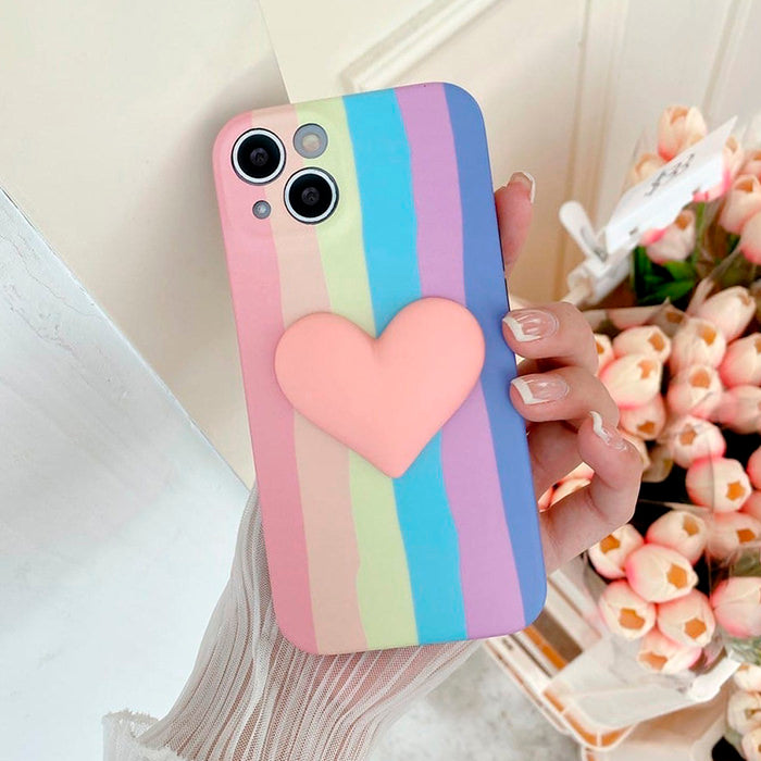 Funda para iPhone con rayas arcoíris pastel