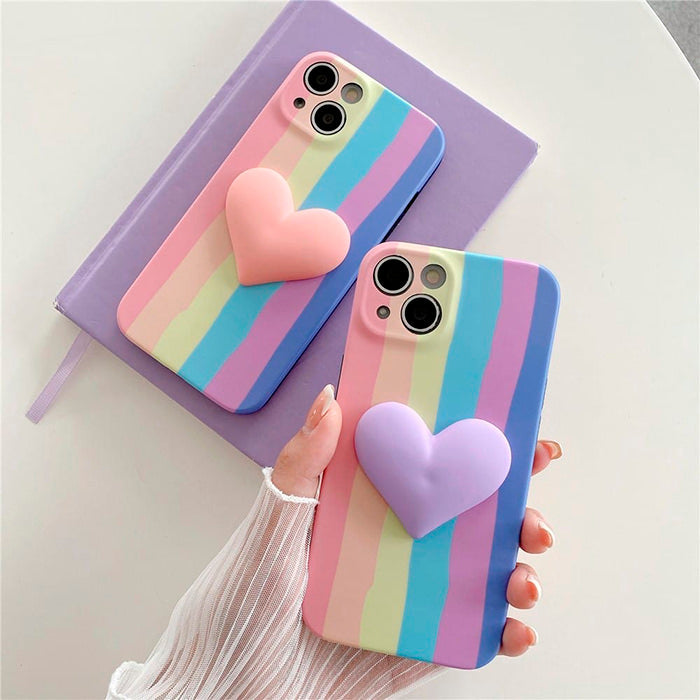 Funda para iPhone con rayas arcoíris pastel