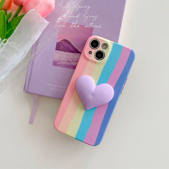 Funda para iPhone con rayas arcoíris pastel