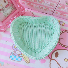 Cesta de almacenamiento con forma de corazón pastel