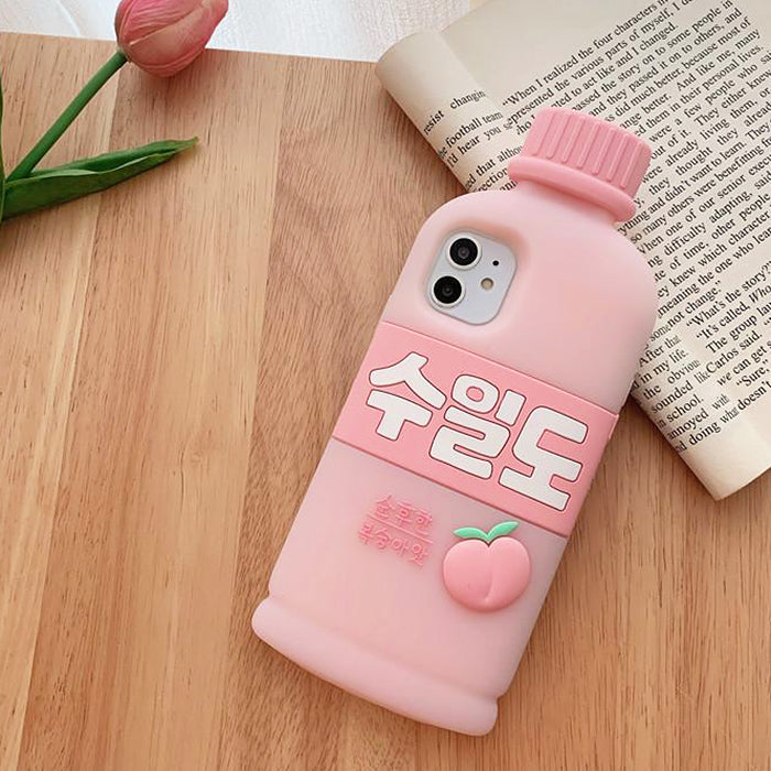 Funda para iPhone con diseño de botella de agua de melocotón 