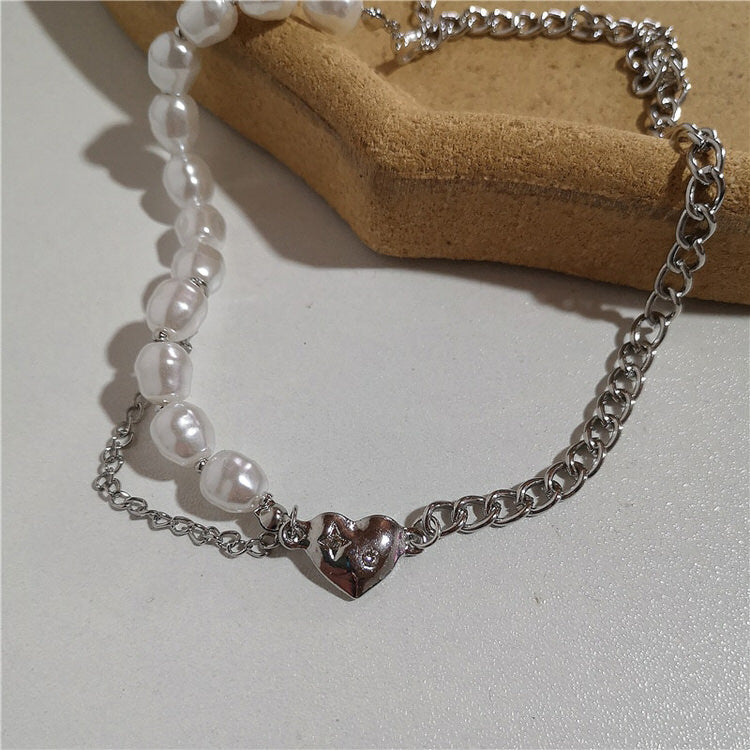 Pearl Asymmetric Heart Necklace