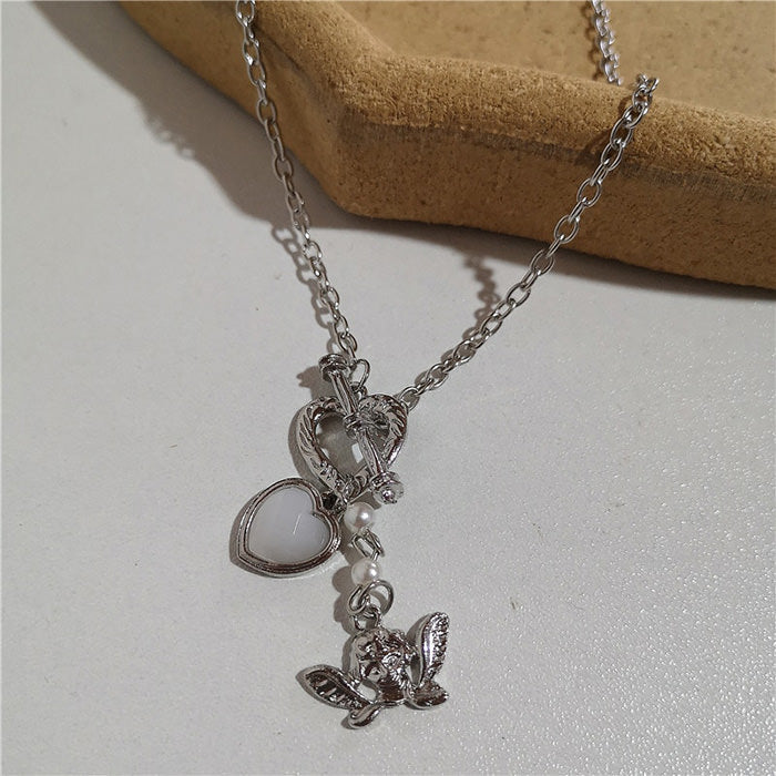 Pearl Asymmetric Heart Necklace