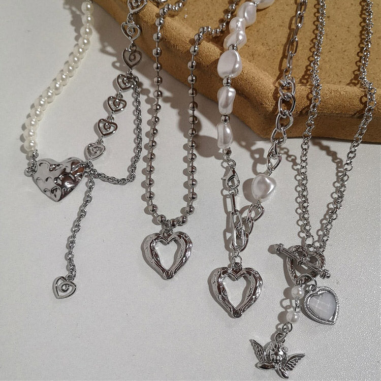 Pearl Asymmetric Heart Necklace